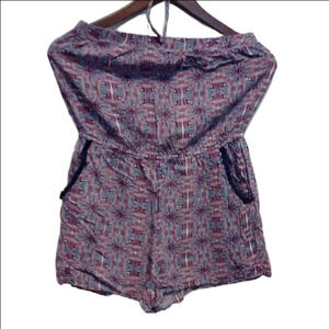 Trixxi Blue and White Patterned Romper
